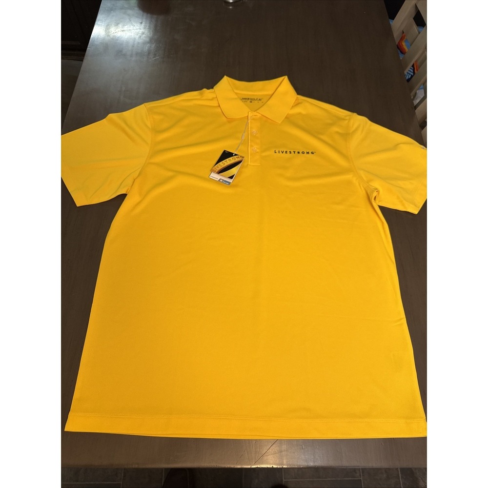 Nike Livestrong Yellow Golf Polo Shirt Men's XL Swoosh‎ Logo Dri-FIT • NWT